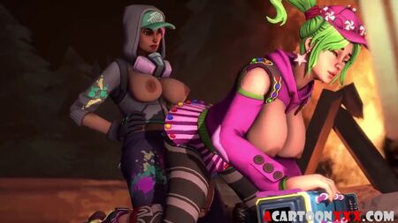 Futanari de Fortnite manteniendo relaciones sexuales con una heroína sexy