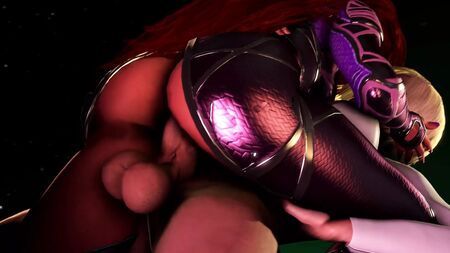 Blackfire recibe un creampie de Power Girl