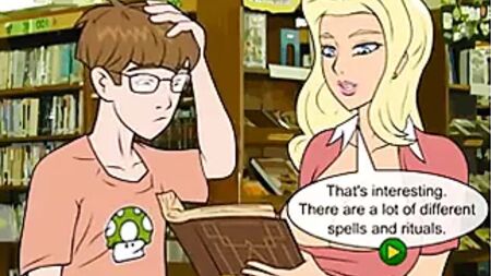 Juego erótico hentai: un empollón se folla a una rubia sexy con hechizos mágicos