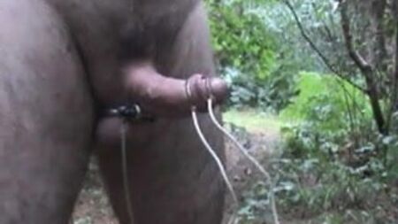E-Stim jugoso y chorreante en el bosque