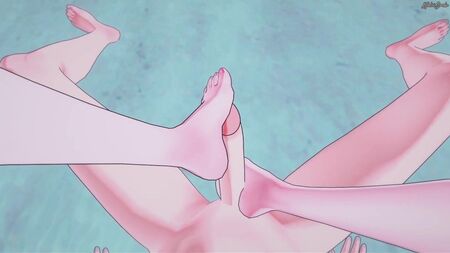 Nami te da una paja con los pies en la playa desde tu punto de vista. One Piece