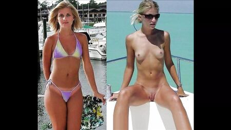 Chicas en bikini: presentación de diapositivas con fotos vestidas y desnudas