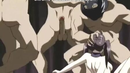 Una puta de anime a la que le hacen un bukkake