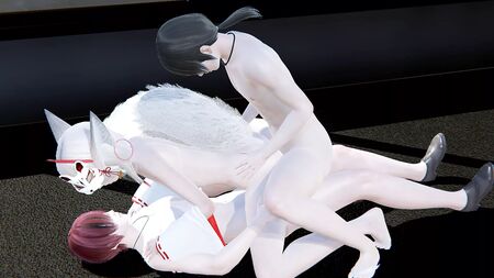 Yaoi Femboy - Doble penetración con Foxy