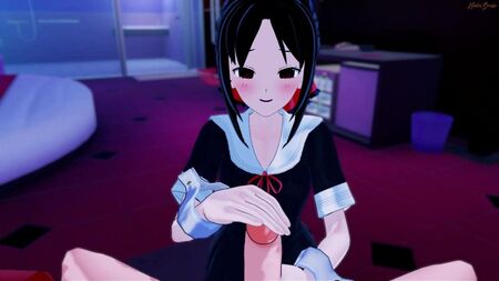 Kaguya Sama se traga una corrida, creampie en la postura del misionero en primera persona. Hentai