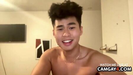 Chico asiático guapo por webcam