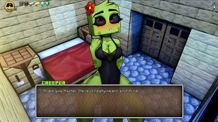 Juego hentai de parodia de HornyCraft: PornPlay, ep. 10. A la chica Creeper de Minecraft le encanta que le acaricien la cabeza
