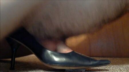 Zapatos de tacón alto de cuero azul marino «Fuck and Cum»