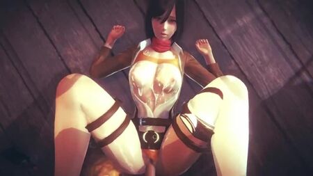 Mikasa Ackerman - POV; paja; masturbación; a horcajadas; misionero; orgasmo; tetas grandes; porno hentai de sexo en 3D; [SnK | Ataque a los titanes]