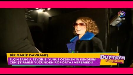 Elçin Sangu no pudo conceder una entrevista porque su novio, Yunus Özdiken, la estaba tirando de la ropa (480 x 854)