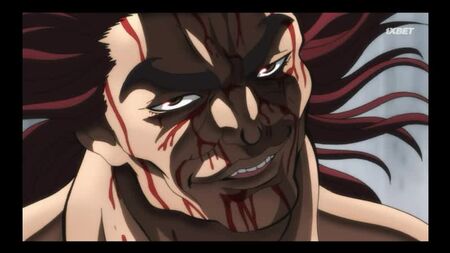 El luchador de anime Baki: Un momento de la cuarta temporada de Hanma Yūjirō