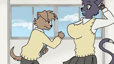 Gatita lechosa y perrito (animación hentai furry)