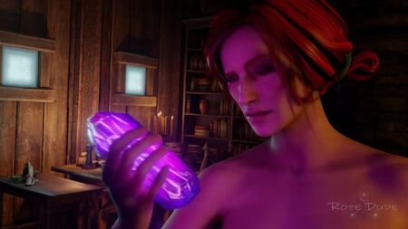 (Sonido) Triss Merigold, bondage en solitario - El despertar, parte 1 [The Witcher 3; porno; hentai; R34; sexo; Blender; порно; ведьмак; соло]