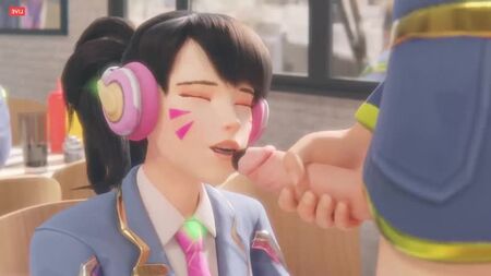 Mamada a escondidas de D.Va - porno de Overwatch [porno 3D, R34, hentai, SFM, todo tipo de sexo, hentai 3D, felación, mamada, paja, corrida en la boca, enfadada]