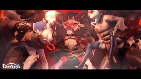 Genshin Impact: hentai de sexo en grupo con Djin, Amber, Eula y las enormes pollas de los Hilichurls