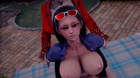 Nico Robin x Boa Hancock - futanari; yuri; lesbianas; sexo oral; mamada; a lo perrito; porno hentai 3D; [One Piece]